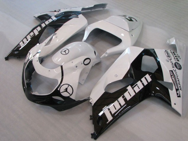 Migliori Carene Moto Suzuki GSXR 600 / GSXR 750 2001-2003 - Bianco Nero Lucido Jordan Michelin
