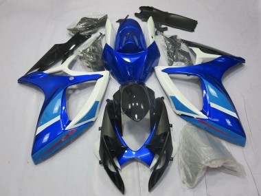 Migliori Carena Moto Suzuki GSXR 600 / GSXR 750 2006-2007 - Bianco Blu Nero Lucido