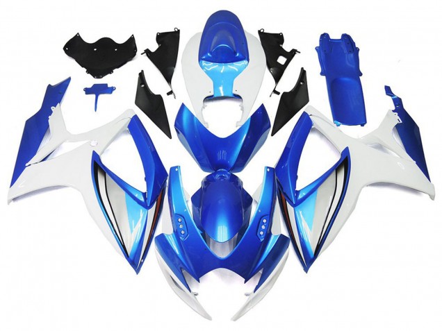 Migliori Carene Moto Suzuki GSXR 600 / GSXR 750 2006-2007 - Bianco Blu OEM Stile