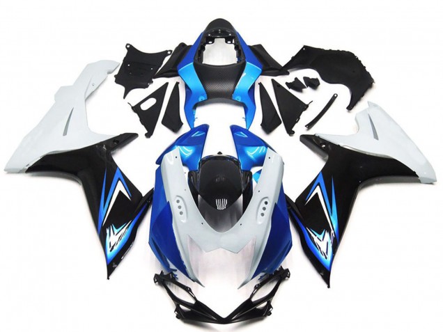 Migliori Carene Moto Suzuki GSXR 600 / GSXR 750 2011-2024 - Bianco Azzurro Chiaro Nero Lucido