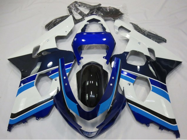 Migliori Carene Moto Suzuki GSXR 600 / GSXR 750 2004-2005 - Bianco Blu Nero Lucido