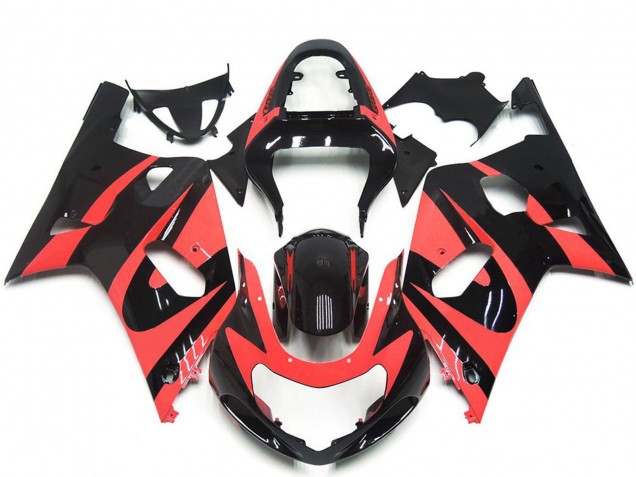 Migliori Carene Moto Suzuki GSXR 600 / GSXR 750 2001-2003 - Light Rosso Nero Lucido OEM Stile