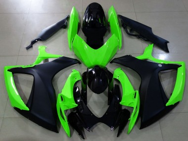 Migliori Carene Moto Suzuki GSXR 600 / GSXR 750 2006-2007 - Verde Nero Lucido Nero Opaco