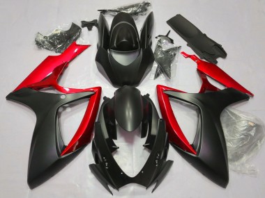 Migliori Carene Moto Suzuki GSXR 600 / GSXR 750 2006-2007 - Nero Opaco Rosso
