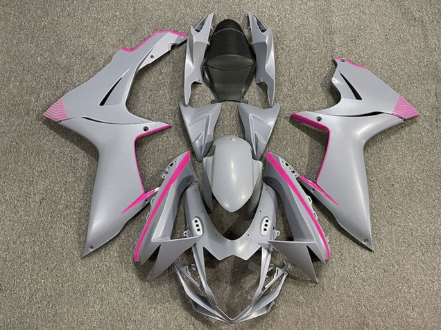 Migliori Carene Moto Suzuki GSXR 600 / GSXR 750 2011-2024 - Nardo Grigio Opaco Rosa Accents