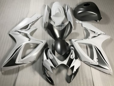 Migliori Carene Moto Suzuki GSXR 600 / GSXR 750 2006-2007 - Bianco Grigio Nero Opaco