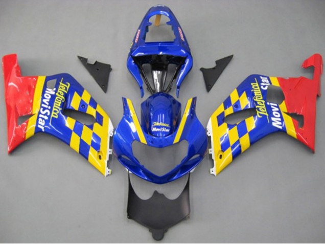 Migliori Carene Moto Suzuki GSXR 600 / GSXR 750 2001-2003 - Blu Giallo Rosso Telefonica MoviStar