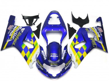 Migliori Carene Moto Suzuki GSXR 600 / GSXR 750 2001-2003 - Blu Giallo Verde Bianco MoviStar