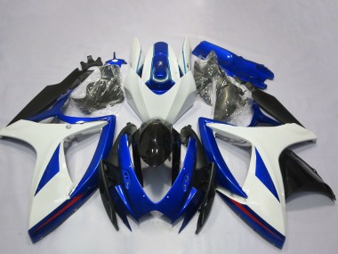 Migliori Carena Moto Suzuki GSXR 600 / GSXR 750 2006-2007 - Bianco Blu Nero Lucido OEM Stile