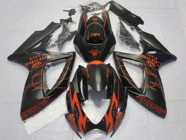Migliori Carene Moto Suzuki GSXR 600 / GSXR 750 2006-2007 - Nero Opaco Arancia Corona Extra Alstare Motul