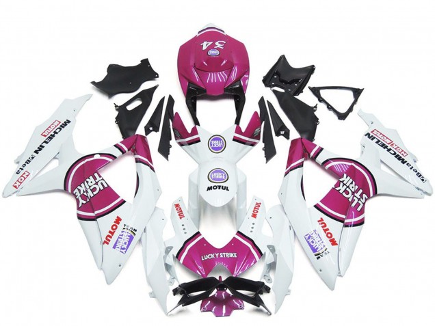 Migliori Carene Moto Suzuki GSXR 600 / GSXR 750 2008-2010 - Bianco Rosa Motul Lucky Strike 34