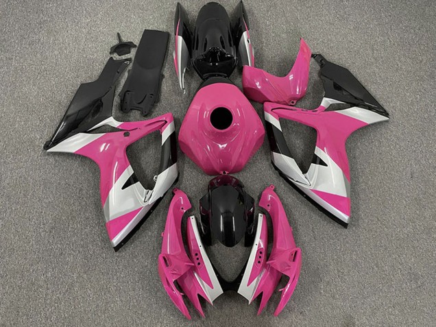 Migliori Carene Moto Suzuki GSXR 600 / GSXR 750 2006-2007 - Rosa Argento Nero Lucido