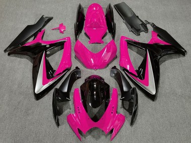 Migliori Carene Moto Suzuki GSXR 600 / GSXR 750 2006-2007 - Rosa Argento Nero Lucido OEM Stile