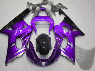 Migliori Carene Moto Suzuki GSXR 600 / GSXR 750 2001-2003 - Viola Argento Nero Lucido