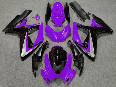 Migliori Carene Moto Suzuki GSXR 600 / GSXR 750 2006-2007 - Viola Argento Nero Lucido OEM Stile