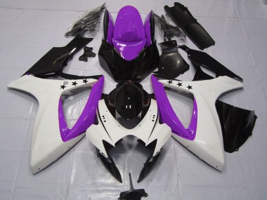 Migliori Carene Moto Suzuki GSXR 600 / GSXR 750 2006-2007 - Viola Bianco Nero Lucido Stella