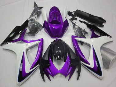 Migliori Carene Moto Suzuki GSXR 600 / GSXR 750 2006-2007 - Viola Bianco Nero Lucido