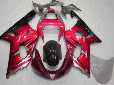 Migliori Carene Moto Suzuki GSXR 600 / GSXR 750 2001-2003 - Rosso Argento Nero Lucido