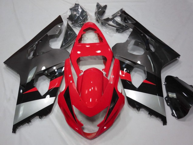 Migliori Carene Moto Suzuki GSXR 600 / GSXR 750 2004-2005 - Rosso Argento Nero