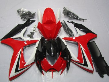 Migliori Carene Moto Suzuki GSXR 600 / GSXR 750 2006-2007 - Bianco Rosso Nero Lucido Banda