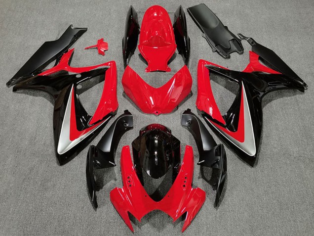 Migliori Carene Moto Suzuki GSXR 600 / GSXR 750 2006-2007 - Rosso Grigio Nero Lucido OEM Stile