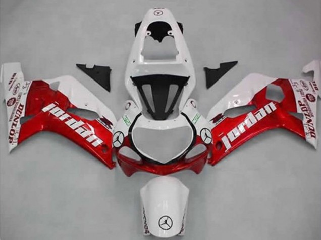 Migliori Carene Moto Suzuki GSXR 600 / GSXR 750 2001-2003 - Bianco Rosso Jordan Dunlop