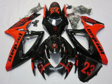 Migliori Carene Moto Suzuki GSXR 600 / GSXR 750 2006-2007 - Rosso Nero Lucido Jordan 23