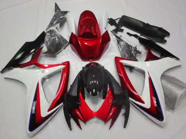 Migliori Carene Moto Suzuki GSXR 600 / GSXR 750 2006-2007 - Bianco Rosso Nero Lucido
