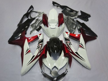 Migliori Carene Moto Suzuki GSXR 600 / GSXR 750 2008-2010 - Bianco Rosso Nero Lucido
