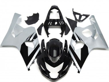 Migliori Carene Moto Suzuki GSXR 600 / GSXR 750 2004-2005 - Bianco Nero Lucido OEM Stile