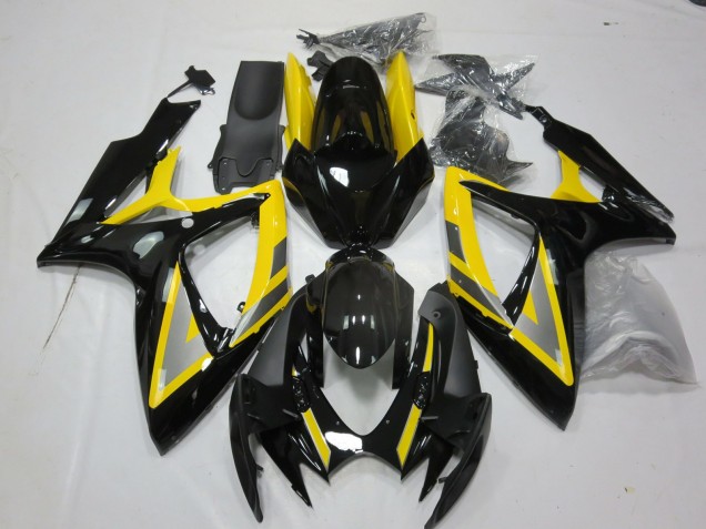 Migliori Carene Moto Suzuki GSXR 600 / GSXR 750 2006-2007 - Giallo Argento Nero Lucido
