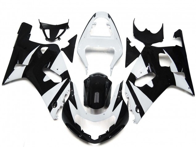 Migliori Carene Moto Suzuki GSXR 600 / GSXR 750 2001-2003 - Bianco Nero Lucido OEM Stile