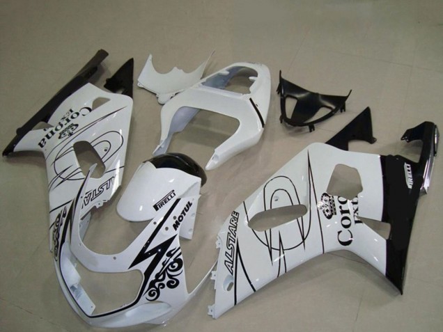 Migliori Carene Moto Suzuki GSXR 600 / GSXR 750 2001-2003 - Bianco Nero Corona Alstare