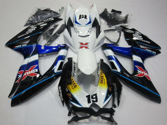 Migliori Carene Moto Suzuki GSXR 600 / GSXR 750 2008-2010 - Bianco Blu Nero Giallo Rosso X Dark Dog 19