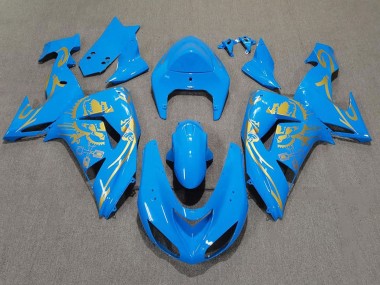 Migliori Carene Moto Kawasaki ZX10R 2006-2007 - Azzurro Chiaro Oro