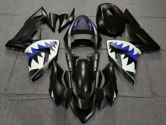 Migliori Carene Moto Kawasaki ZX10R 2004-2005 - Nero Opaco Blu Scuro Squalo
