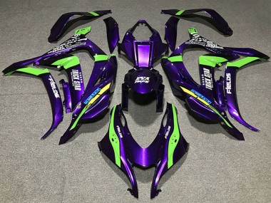 Migliori Carene Moto Kawasaki ZX10R 2016-2020 - Viola Verde Bianco Trick Star Eva Corsa