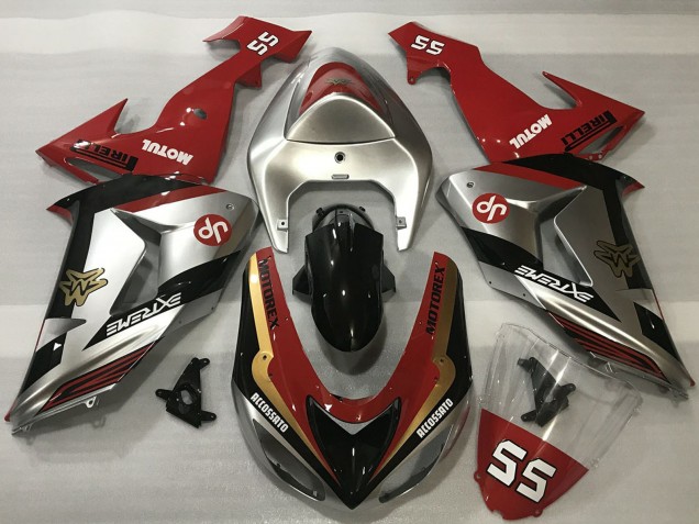 Migliori Carene Moto Kawasaki ZX10R 2006-2007 - Rosso Argento Oro Nero