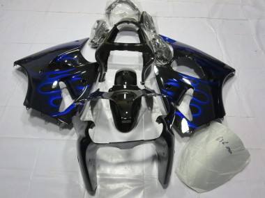 Migliori Carena Moto Kawasaki ZX6R 2000-2002 - Nero Lucido Blu Fiamma