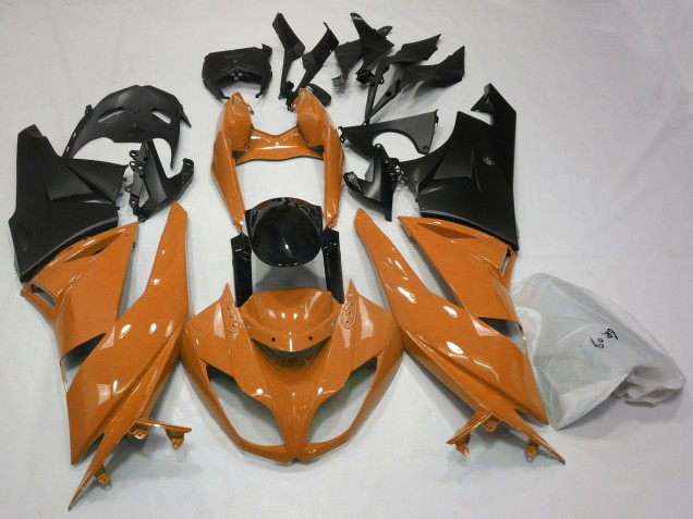 Migliori Carene Moto Kawasaki ZX6R 2009-2012 - Arancia Nero Lucido Nero Opaco