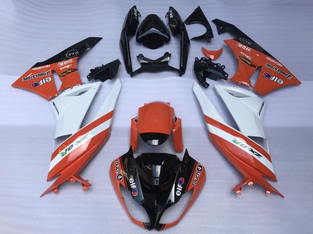 Migliori Carene Moto Kawasaki ZX6R 2009-2012 - Arancia Bianco Nero Lucido Elf Touch4 Bridgestone