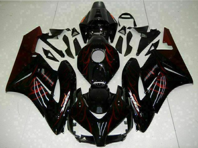 Migliori Carena Moto Honda CBR1000RR 2004-2005 - Nero Lucido Rosso Fiamma