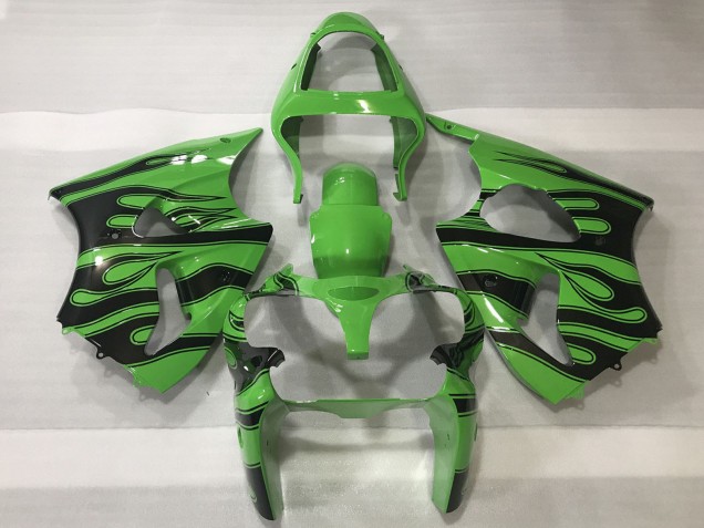 Migliori Carene Moto Kawasaki ZX6R 2000-2002 - Verde Nero Fiamma