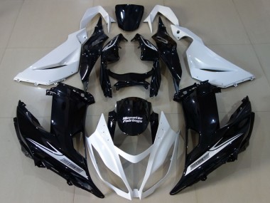 Migliori Carena Moto Kawasaki ZX6R 2013-2018 - Bianco Nero Lucido