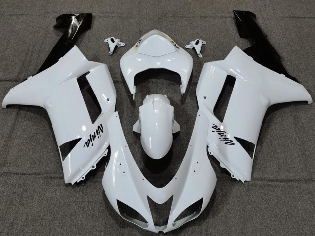 Migliori Carene Moto Kawasaki ZX6R 2007-2008 - Pianura Bianco Lucido