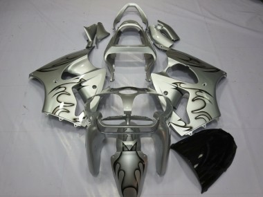 Migliori Carene Moto Kawasaki ZX6R 2000-2002 - Argento Nero Fiamma
