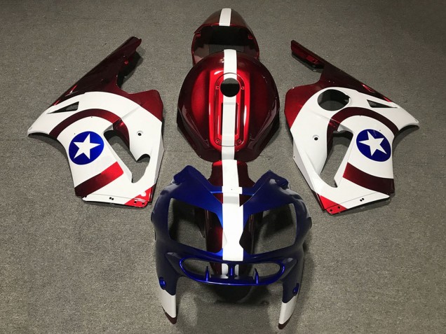 Migliori Carene Moto Kawasaki ZX12R 2002-2006 - Rosso Blu Bianco Star Captain America