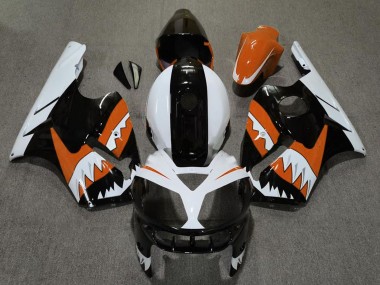 Migliori Carene Moto Kawasaki ZX12R 2002-2006 - Arancia Nero Bianco Squalo
