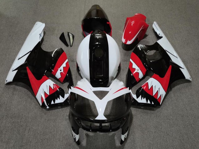 Migliori Carene Moto Kawasaki ZX12R 2002-2006 - Rosso Nero Bianco Squalo