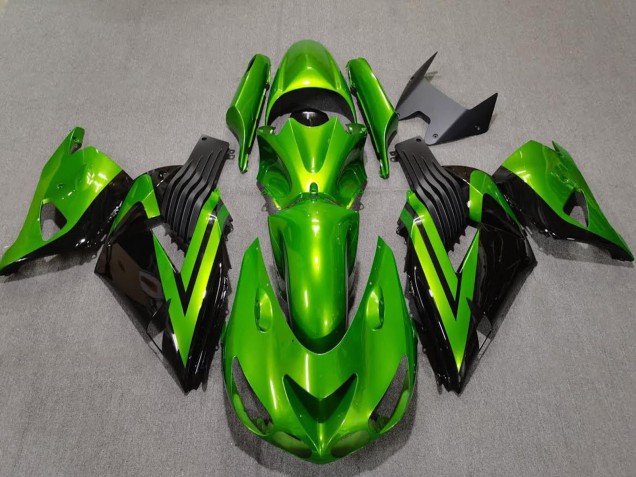 Migliori Carene Moto Kawasaki ZX14R 2006-2011 - Verde Nero Lucido